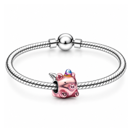 Charm cochon rose aile chapeau pour bracelet