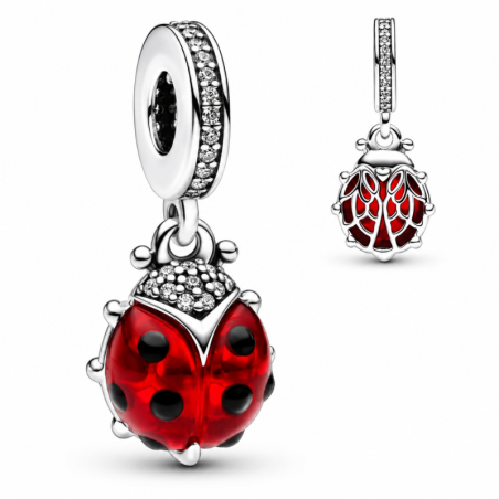 Charm coccinelle strass blanc rouge pour bracelet
