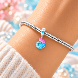 Charm phosphorescent coquillage rose bleu pour bracelet