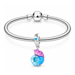 Charm phosphorescent coquillage rose bleu pour bracelet