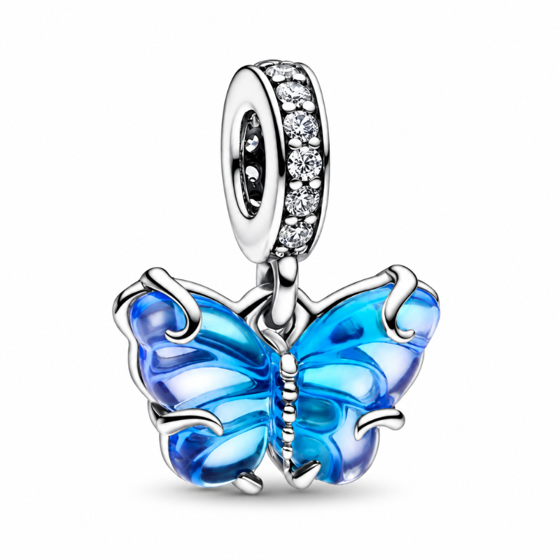 Charm papillon bleu pierre pour bracelet