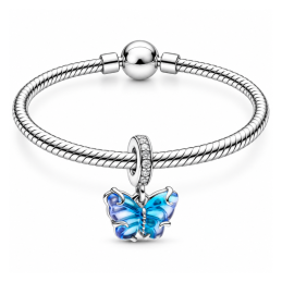 Charm papillon bleu pierre pour bracelet