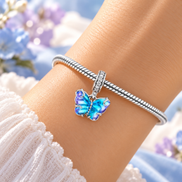 Charm papillon bleu pierre pour bracelet