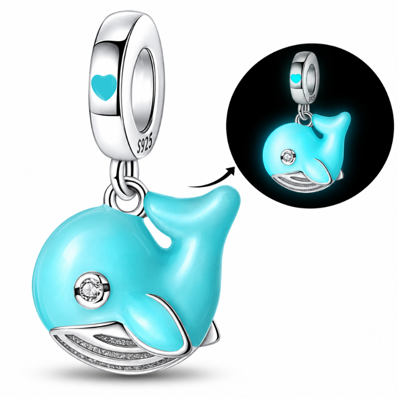 Charm phosphorescent baleine bleue mer pour bracelet