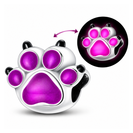Charm patte de chien rose violet dynamique pour bracelet