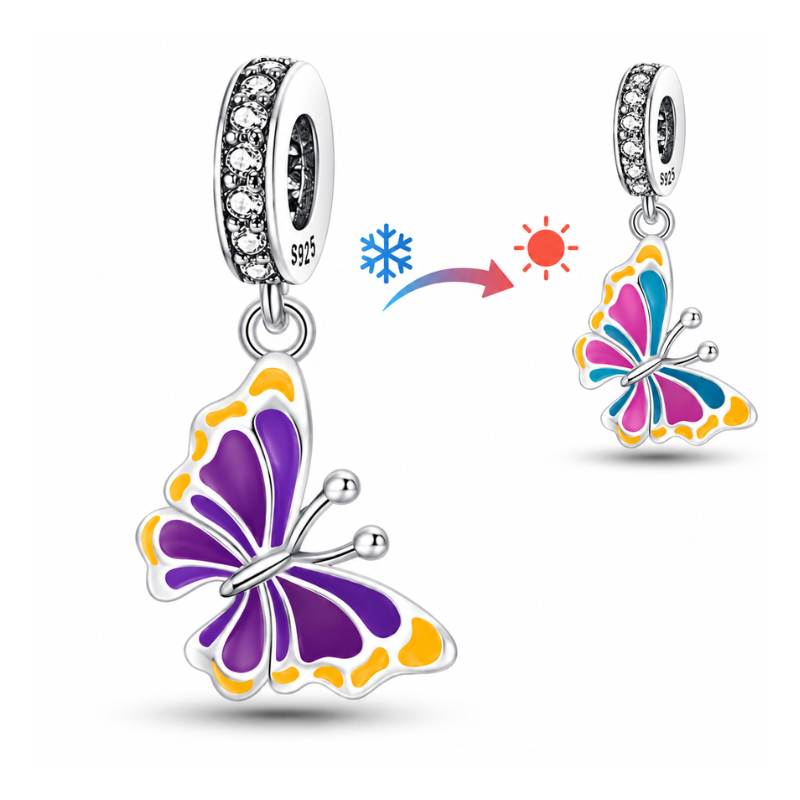 Charm papillon rose bleu dynamique pour bracelet