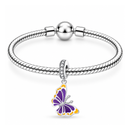 Charm papillon rose bleu dynamique pour bracelet