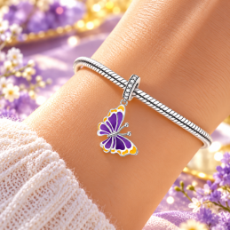 Charm papillon rose bleu dynamique pour bracelet