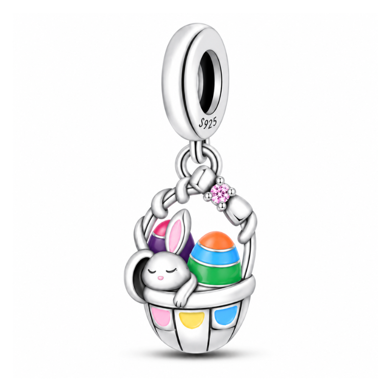 Charm panier lapin oeuf  pâques pour bracelet