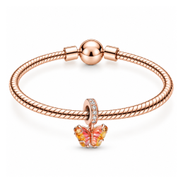 Charm papillon pierre orange rose pour bracelet