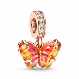 Charm papillon pierre orange rose pour bracelet