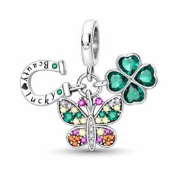Charm trefle papillon fer à cheval strass pour bracelet