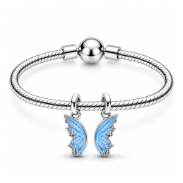 Lot de 2 Charms papillon aile bleu bridgerton pour bracelet