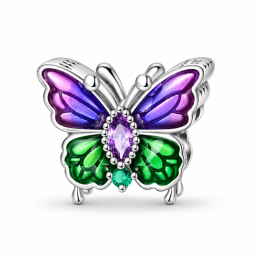 Charm papillon pierre violette verte pour bracelet