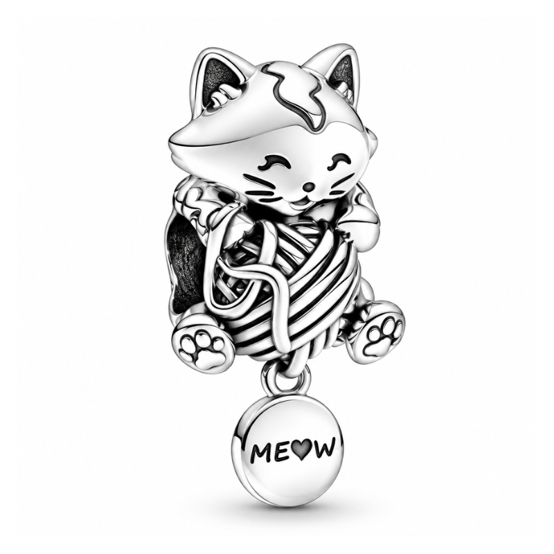 Charm chat pelote de laine pour bracelet