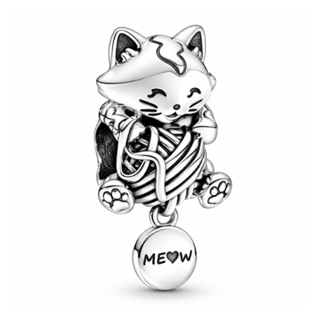 Charm chat pelote de laine pour bracelet