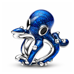 Charm pieuvre enroulée bleu pour bracelet