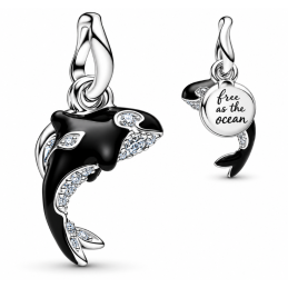 Charm orque noir strass blanc pour bracelet