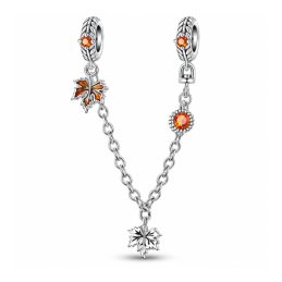 Charm chaine strass feuille orange automne pour bracelet
