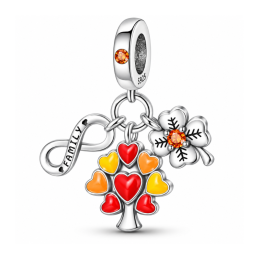 Charm arbre automne infini famille rouge orange pour bracelet