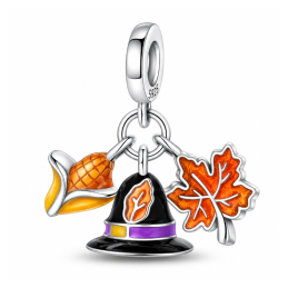 Charm chapeau maïs feuille orange érable automne pour bracelet