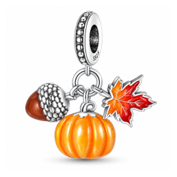 Charm citrouille gland feuille érable rouge orange pour bracelet