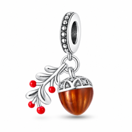 Charm gland strass feuille boule rouge pour bracelet