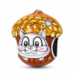 Charm gland marron avec tête d'écureuil pour bracelet