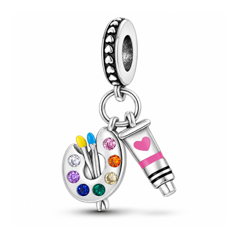 Charm palette pinceau tube peinture gouache pour bracelet