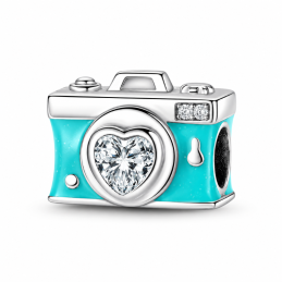 Charm appareil photo strass turquoise pour bracelet