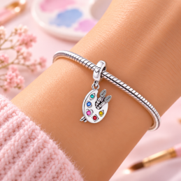 Charm palette peinture pinceau multicolore pour bracelet