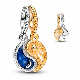 Charm ying yang rêve soleil bicolore or pour bracelet