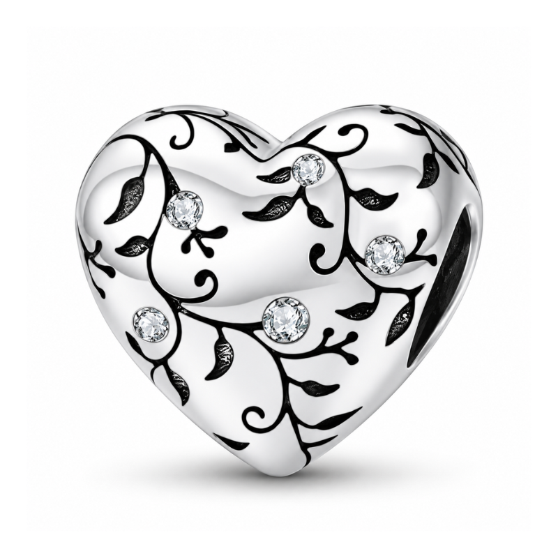 Charm coeur arbre feuille pour bracelet