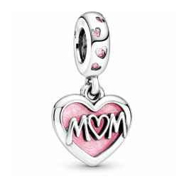 Charm coeur rose maman pour bracelet