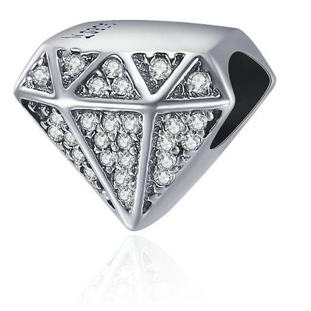 Charm bijoux diamant strass blanc argent pour bracelet