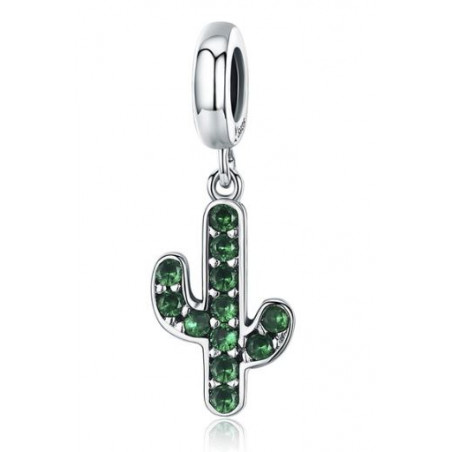 Charm cactus strass vert argent pour bracelet