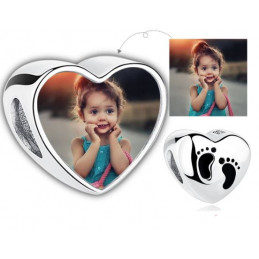 Charm personnalisable photo empreinte pied bébé pour bracelet