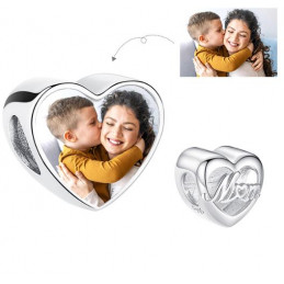 Charm personnalisable photo coeur maman pour bracelet