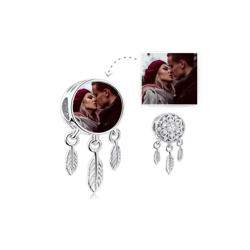 Charm personnalisable photo rond attrape rêve pour bracelet