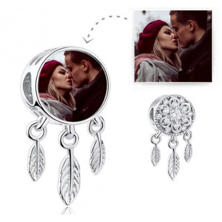 Charm personnalisable photo rond attrape rêve pour bracelet