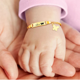 Bracelet personnalisable prénom enfant papillon or