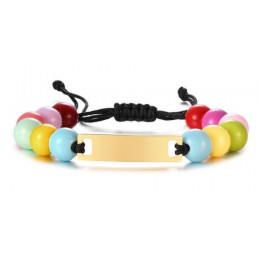 Bracelet personnalisable prénom enfant ajustable boule multicolore