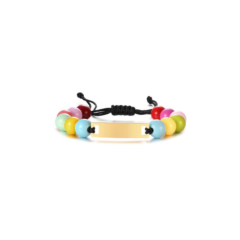 Bracelet personnalisable prénom enfant ajustable boule multicolore