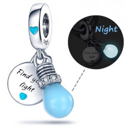 Charm ampoule bleu phosphorescente pour bracelet