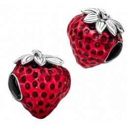 Charm fruit fraise rouge argent pour bracelet