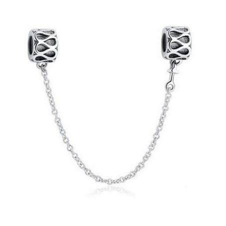 Charm double chaine cylindre zigzag argent pour bracelet
