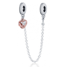 Charm double chaine coeur infini or rose pour bracelet