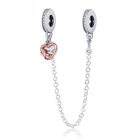 Charm double chaine coeur infini or rose pour bracelet