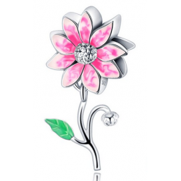 Charm fleur pétale rose blanche argent pour bracelet
