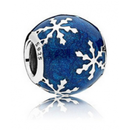 Charm sphère bleu flocon argent pour bracelet
